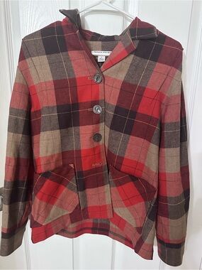 Pendleton Red and Brown Plaid Wool-Blend Blazer